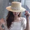 Handwoven Women Pearls Band Summer Fdora Boater Hat Vacation Beach Straw Hat Hepburn Style Summer Sun Hat Kentucky Derby Church