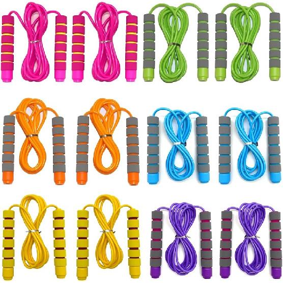 Adjustable Jump Ropes for Kids - Colorful Skipping Ropes with Soft Foam Handles - Ideal for Outdoor & Indoor Play, Fun Games Activity, Fitness,