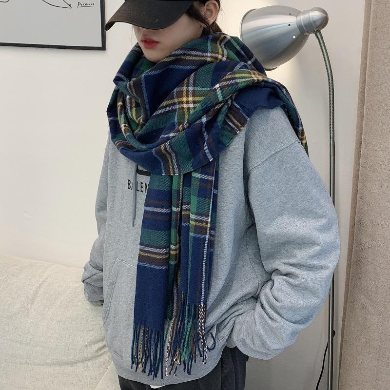 New autumn and winter long scarf women's winter Korean and Japanese version student Christmas imitation cashmere college versatile plaid shawl