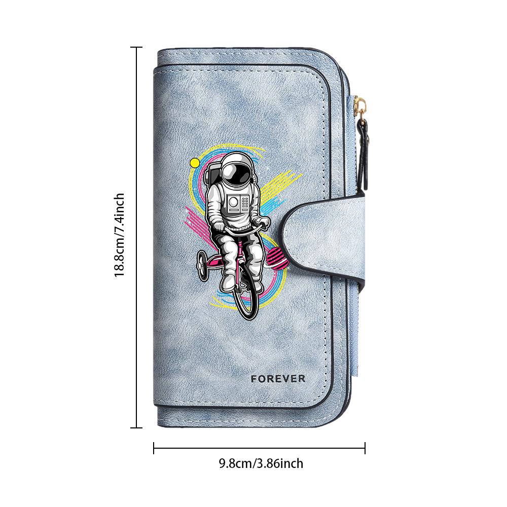 Astronaut Print Long Wallet Fashion Multifunctional Portable Purse for Daily Use