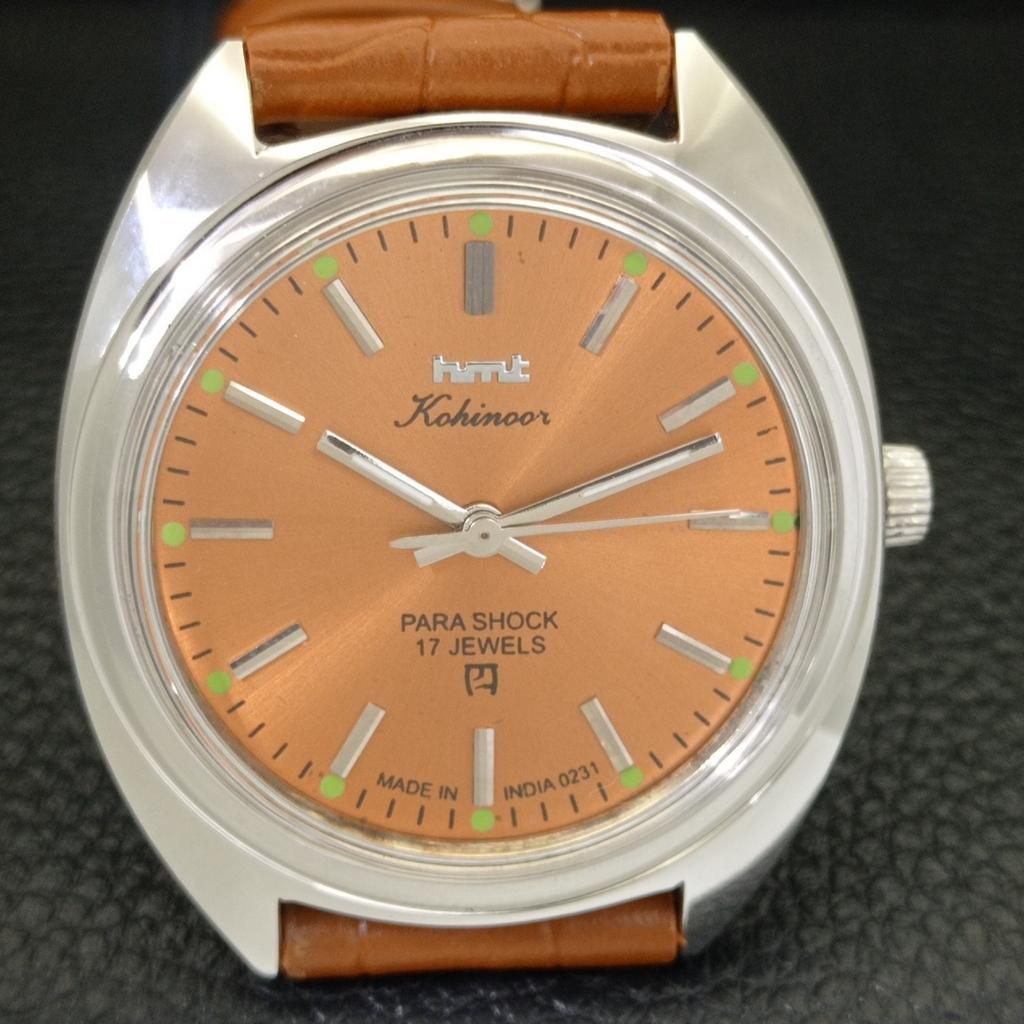 HAND-WINDING VINTAGE HMT KOHINOOR INDIAN MENS BROWN COLOR DIAL WATCH A440990-4 HT-a440990