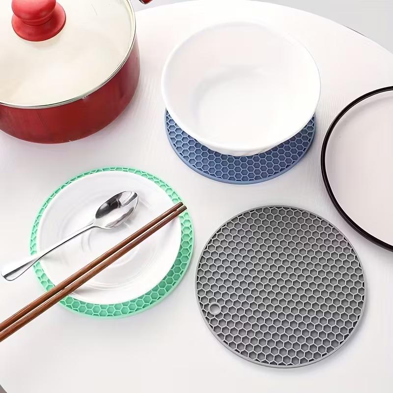 Round Honeycomb Silicone Mat Non-Slip Insulation Placemat Heat-Resistant Anti-Scalding Microwave Oven Mat Pot Holder Thicken Coasters
