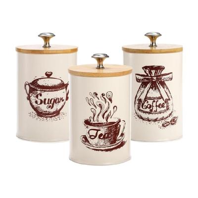 Bamboos Lid Coffee Teas Sugar Jar Practical Storage Canister with Sealed Lid Kitchen Counter Organization Tool