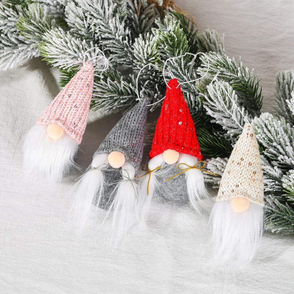 Knitted Sequin Santa Claus Doll Pendant - Festive Christmas Decoration