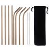 8pc Metal Straw Set Reusable 215mm Straw 304 Stainless Steel Drinking Straw with Brush Eco-Friendly Pink Straw For Mugs