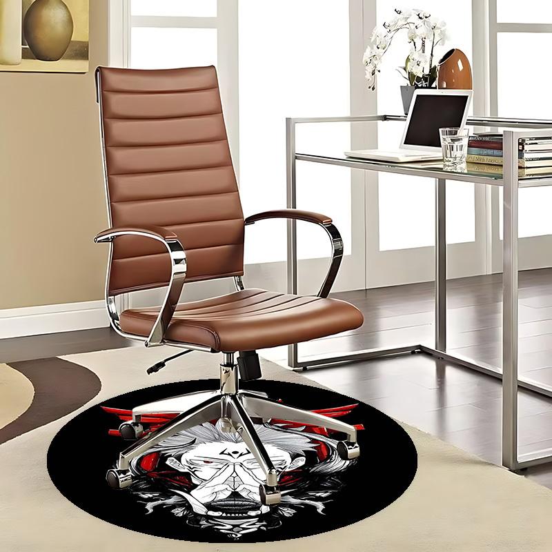 1pc Anime Design Round Carpet - Demon Slayer Theme Chair Mat for Office & Home Decor - Non-Slip Rug Suitable for All Seasons - Perfect
