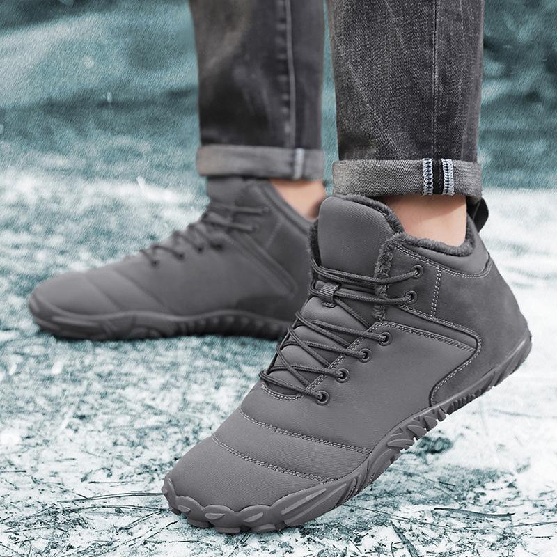 Outdoor winter snow boots men's waterproof barefoot five-finger cotton shoes women's velvet thickened warm non-slip cotton boots