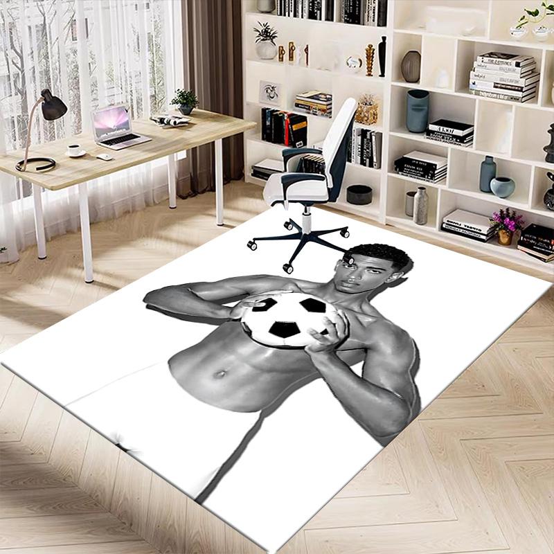 Soccer Ball Portrait Carpet For Playroom Bedroom Living Room Sofa Home Decorkids Game Area Rug Nonslip Floor Mat