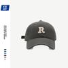 R Letter embroidered soft-top baseball cap for men, Korean style, niche design, suitable for large head sizes, makes the face look smaller, versatile