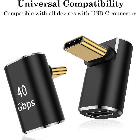 AuviPal USB C 90 Degree Adapter (2 Pack), Up and Down Right Angle L Shape USB Type C Male to Female Connector for Steam Deck, ROG Ally, MacBook,