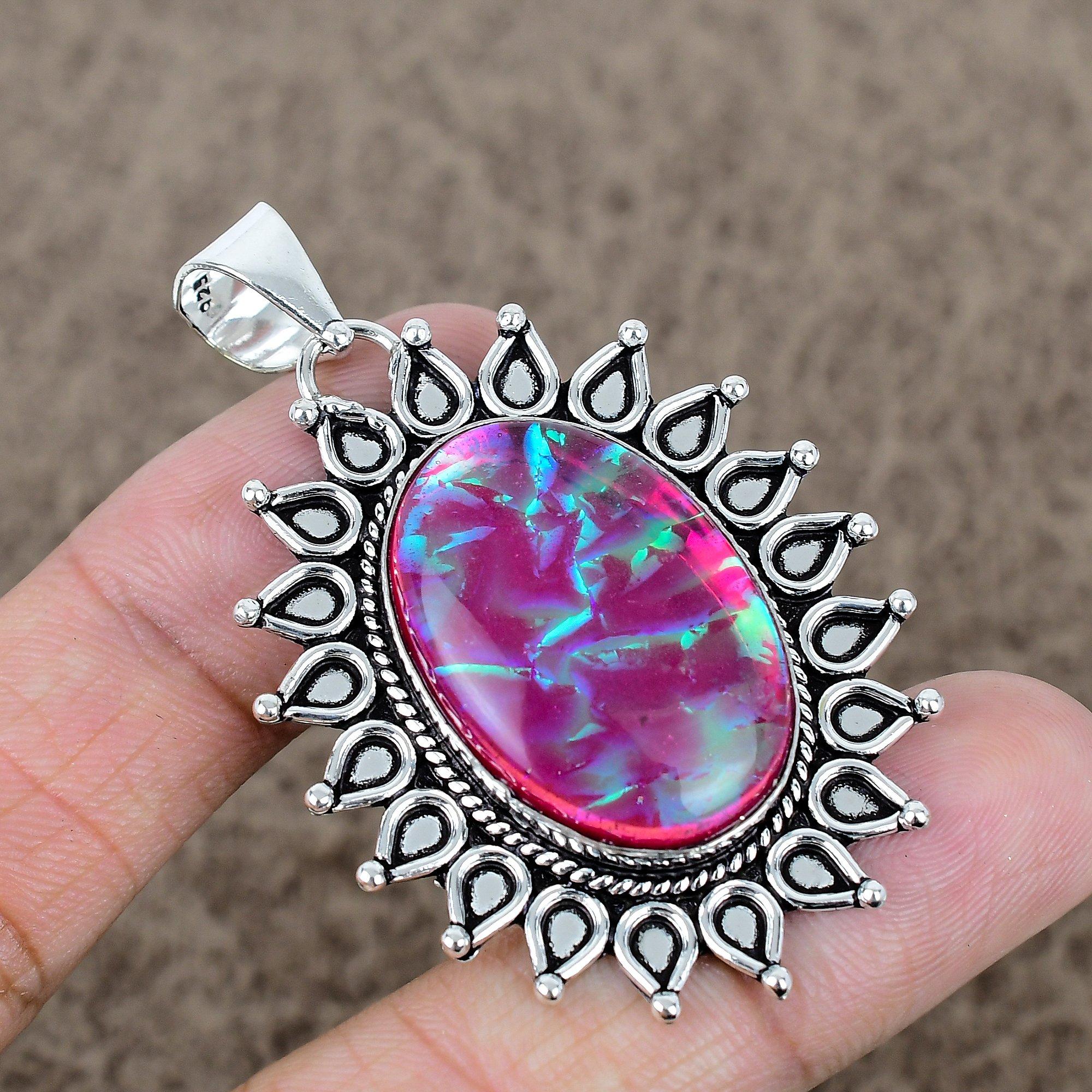 

Pink Triplet Opal Gemstone 925 Sterling Silver Jewelry Pendant 2.36 KKG-732