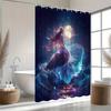 Enchanting Mermaid Moonlight Print Waterproof Shower Curtain For Bathroom,Magical Ocean Design High-End Toilet Partition Curtain