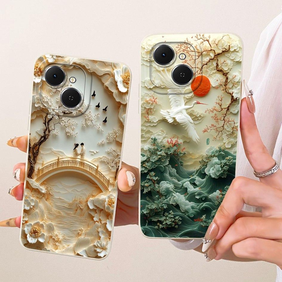 For Tecno Spark 40C Case KM4k Fashion Painted Liquid Silicone Soft TPU Shockproof Cover For Tecno Spark40C Pop 10 Pro Phone Case