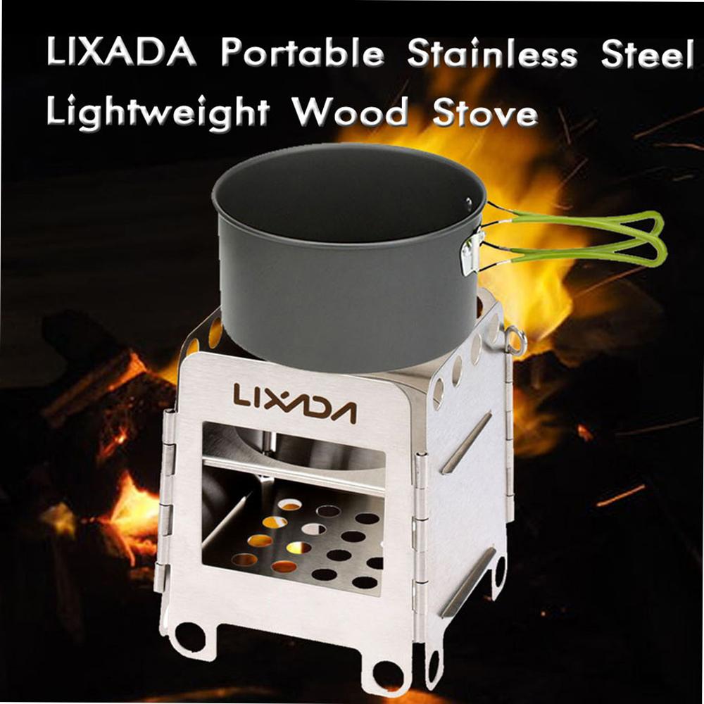 Portable Stainless Steel Lightweight Folding Wood Stove Stove Outdoor Camping Cooking Picnic Backpacking Stove