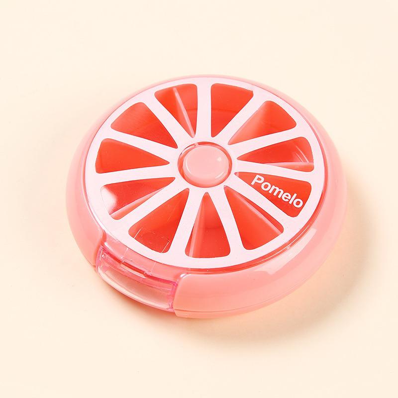 Transparent 7-Day Round Rotating Pill Organizer - Portable Mini Box with Seven Compartments