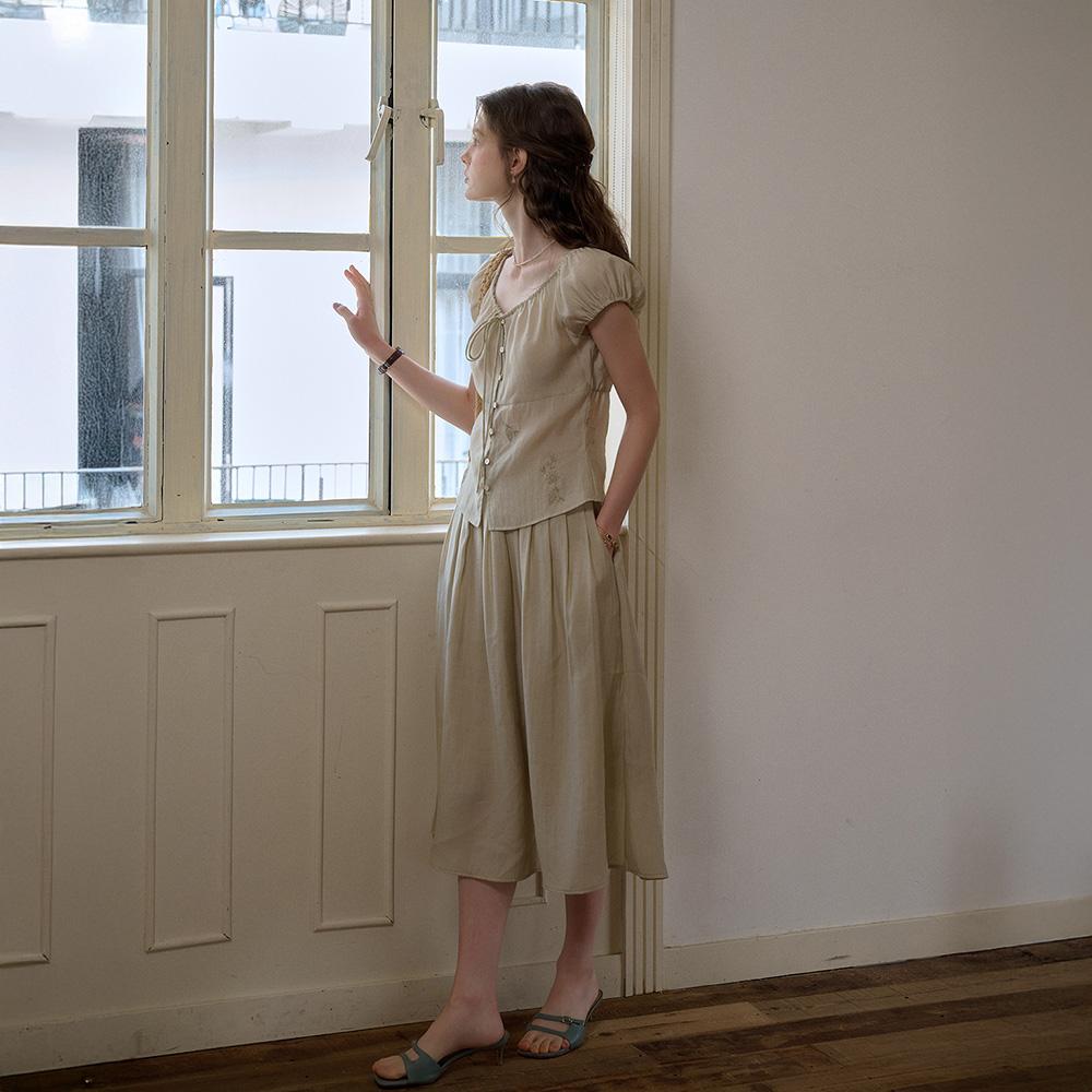 Simpeulleteulo Sr_Botanical Embroidery Skirt