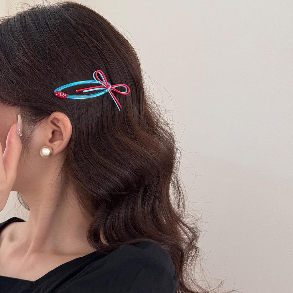 Color-blocking Bow Hair Clips, Cute Bangs, Side Broken Hair Clips, Headwear Clips, Children's Hair Accessories