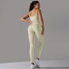 Seamless Knitted Thread Solid Color Tight Flat Collar Jumpsuit For Sports Running, Fitness Yoga, And Fitness