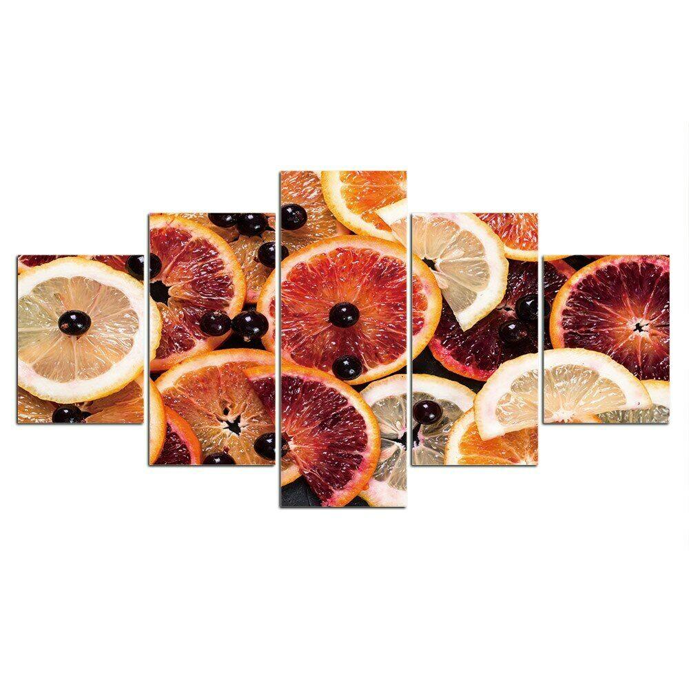 

5Pcs Still Life Fruit Orange Decor Paintings Art Poster No Framed 5 Panel Modern 5 Pieces Pictures Wall HD Print Home Decor
