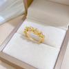 Real Gold Love Double Row Full Diamond Ring Opening Adjustable Simple Jewelry Japanese Ring Couple Ring
