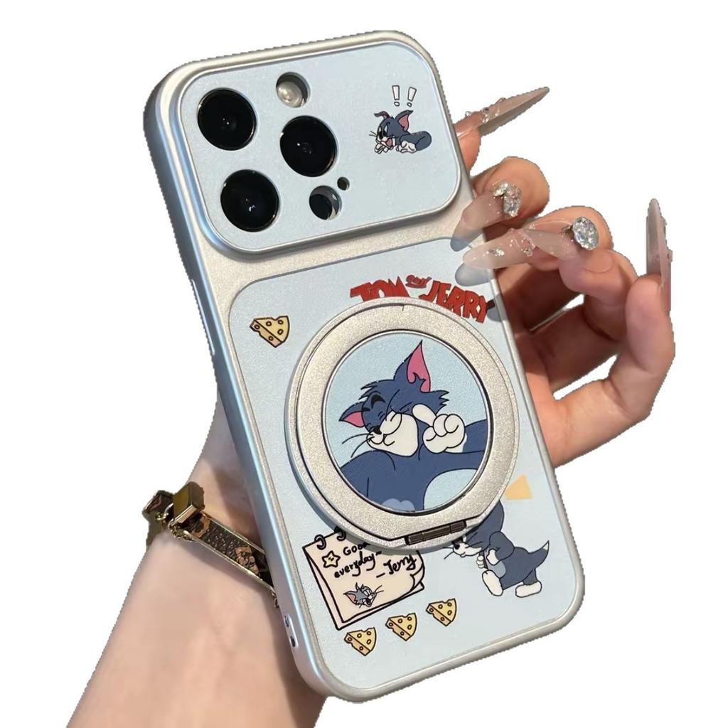 Couple Cat and Mouse Rotating Bracket for Apple 17 Mobile Phone Case IP16/15/14 Large Window 13 Cartoon 12