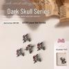 Dark Skull Retro Chrome Heart Scarlet Cross Nail Rhinestone Embellishments - 5 Pcs