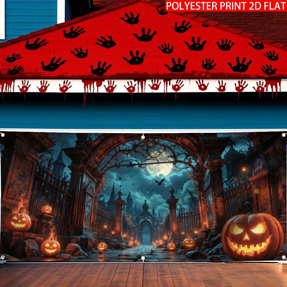 2D Banner 1 Piece, Halloween Devil Stick Castle and Jack-o '-lantern, Halloween and Fall Decorations, Halloween Decorations