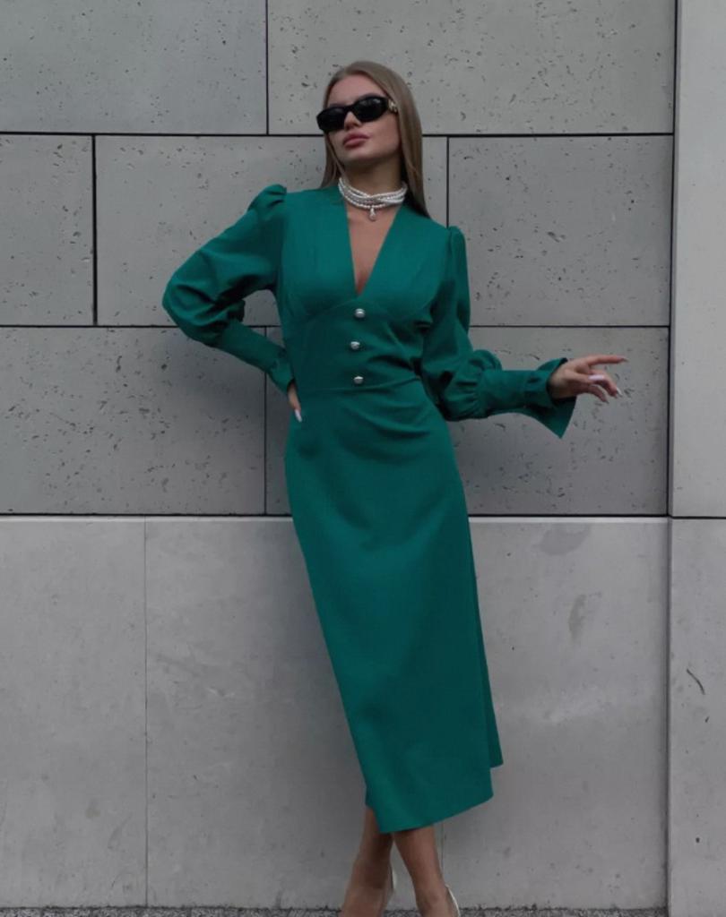 V-neck Slim Fit Women's Dress Chiffon A-line Dress