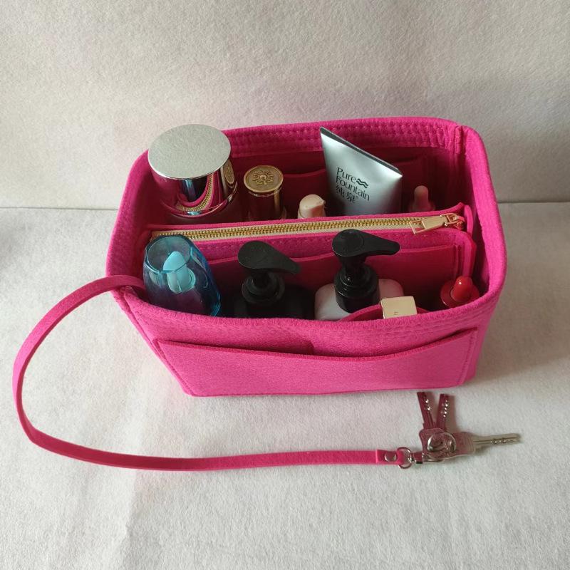 

Felt Inner Bag Makeup Organizer with Long & Short Handles - Available in Large, Medium, Small Sizes