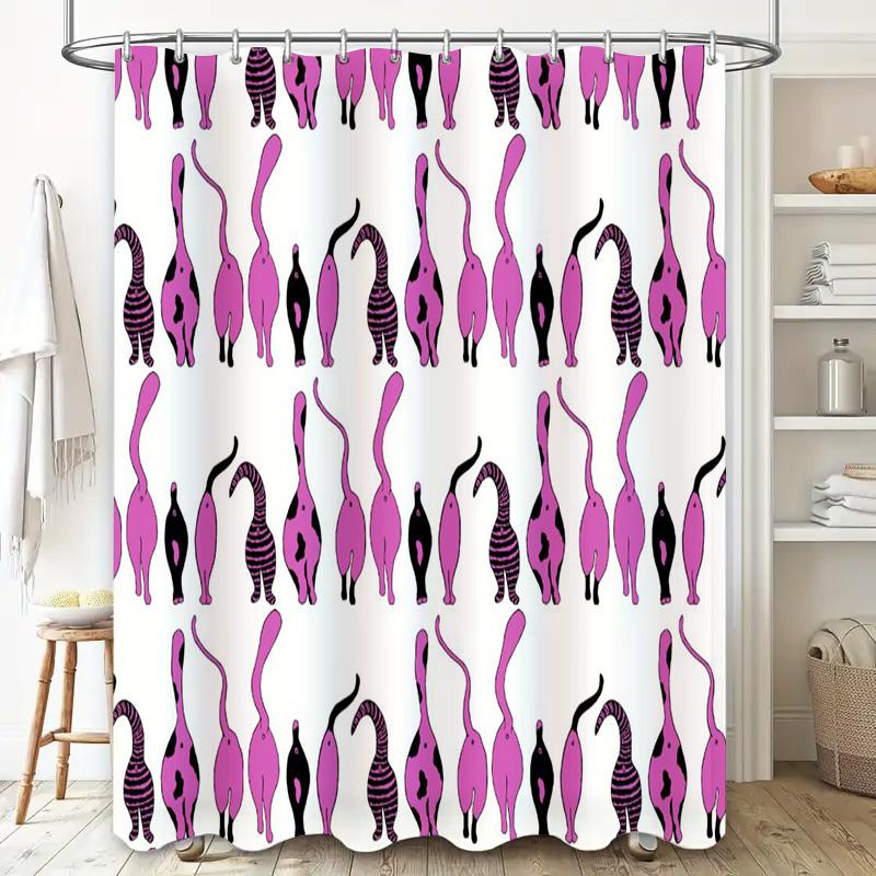 Pink Black Unicorn Pattern Shower Curtain Waterproof Decorative Bathroom Accessories for Home Decoration