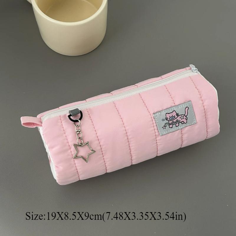 Student Stationery School Supplies Pink Towel Roll Pencil Case Kawaii Soft Pen Storage Bag Cosmetic Pouch Cartoon Large Capacity