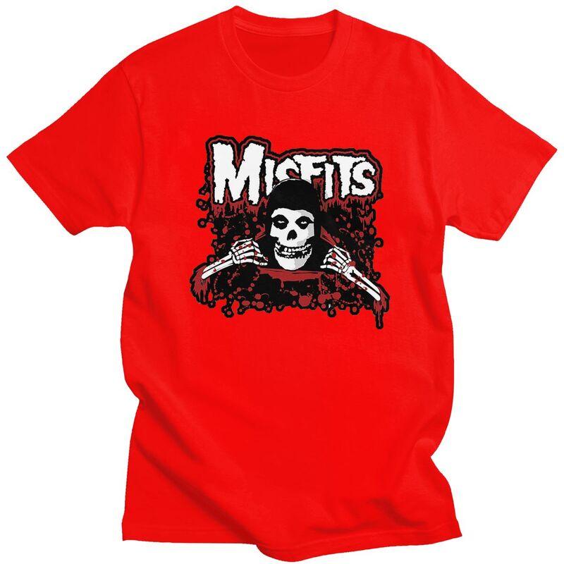 Custom Horror Punk Rock Misfits Skull Tshirts for Men Short Sleeve T Shirt Fashion Tshirt Slim Fit 100 Cotton Tee Gift Idea