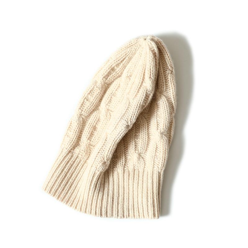 100% Cashmere  Cable Knitted Beanies New Design Custom Unisex Hats