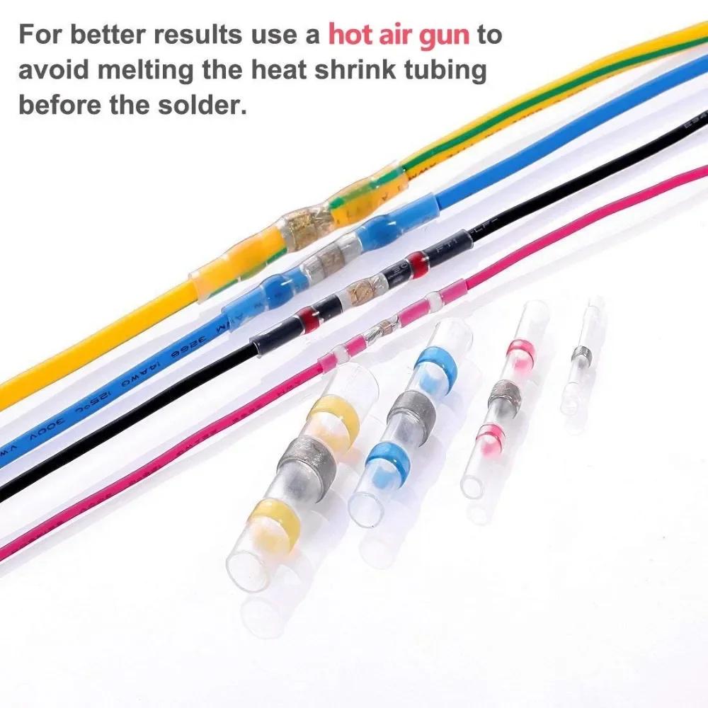 50PCS Heat-shrink Tubing Connectors Terminals Insulated Waterproof Solder Sleeve Tube Electrical Wire Connectors Assortment Kit