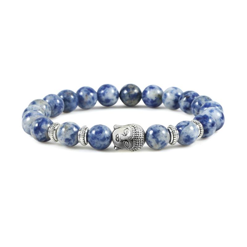Trendy Tiger Eye & Volcanic Stone Beaded Bracelet with Buddha Head - Multiple Styles for Women