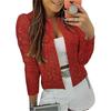 Women's Long Sleeve Round Neck Cardigan Jacket Solid Color Sequins Casual Top
