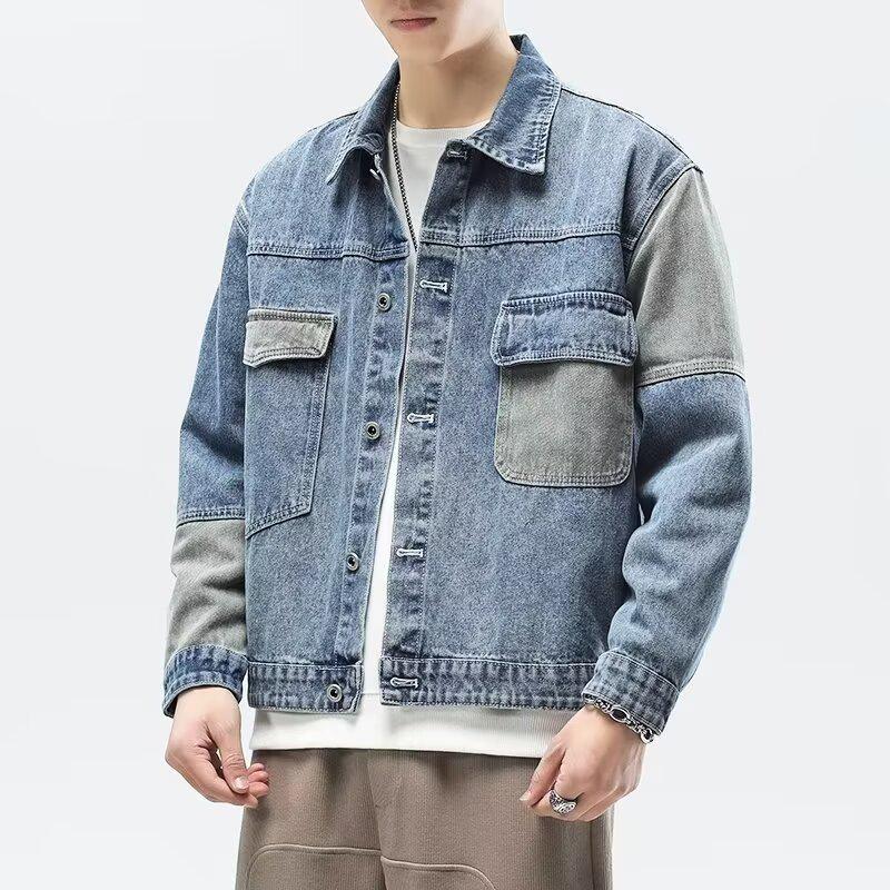 Men s Slim Fit Autumn Lapel Jacket L синий