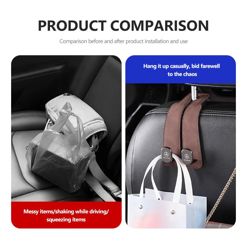 For Benz Car Headrest Hook Suede Rear Seat Hanging Dual Hook Storage Interior Accessories CITAN VITO SPRINTER CLS SLK Sport ML AM0