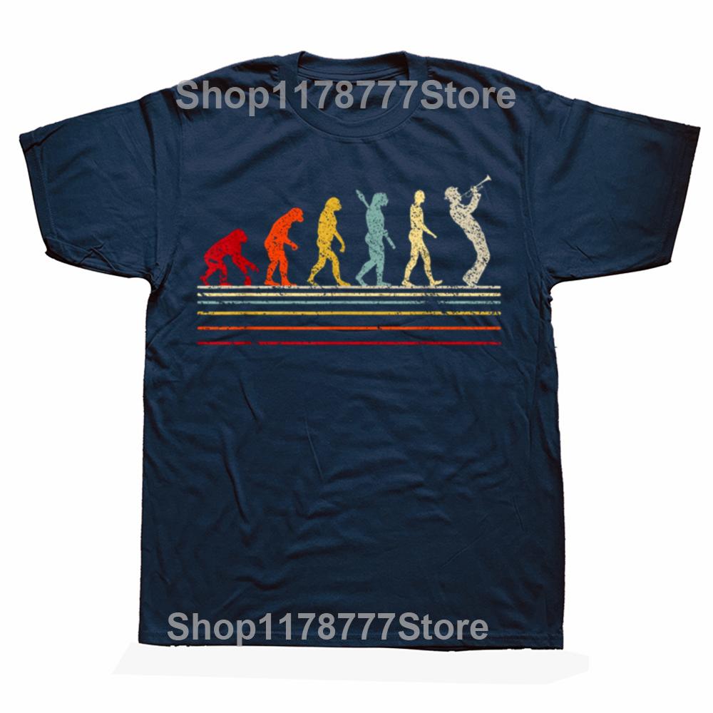 Funny Retro Jazz Music Evolution Trumpet Graphic Tshirts Men Womens Fashion Casual Tshirt 100 Cotton Loose Oversized T Shirt
