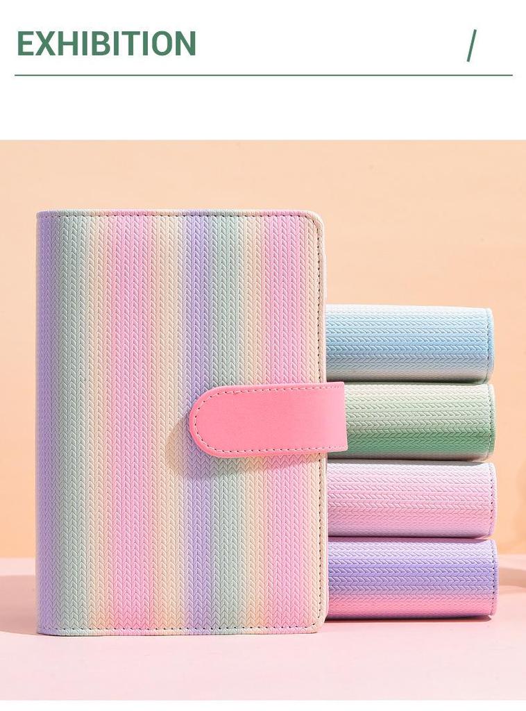 Gradient Stripe Loose-Leaf Planner - Trendy Student Notes Book