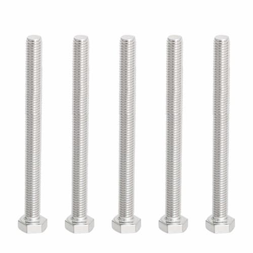 Aopin M6 x 100mm Hex Bolts, Grade 5.8 Stainless Steel, Fully Machine Threaded, SUS304, 5 Pieces
