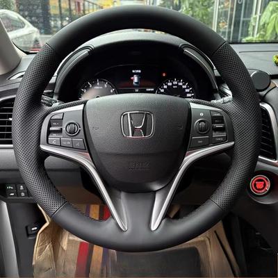 For Honda Spirior 2017 2018 Hand-Stitched Non-Slip Black Leather Car Steering Wheel Cover