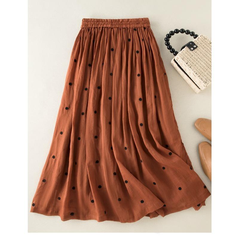 Skirt Woman Slim Pleated Skirt Retro Elastic Waist Plus Size Long Skirt Woman