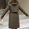 Women's Fashion Casual Solid Color Hooded With Plush Medium-length Long-sleeved Zipper Button Cotton Coat Jacket