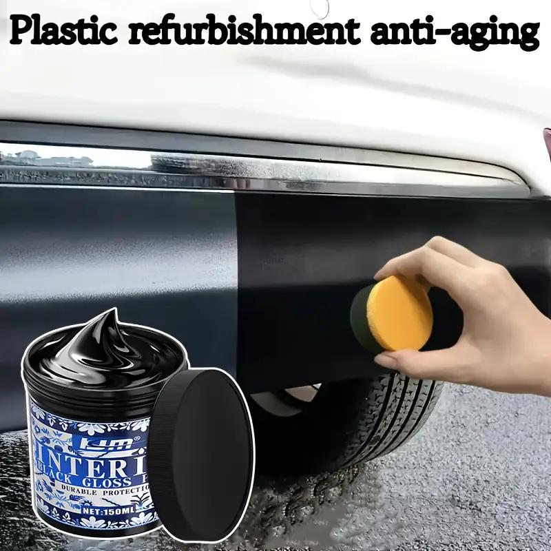 Black Plastic Restoration Cream 150ml - Renews Dashboards, Tires, and Trim Strips, Enhances Brightness and Prevents Dulling