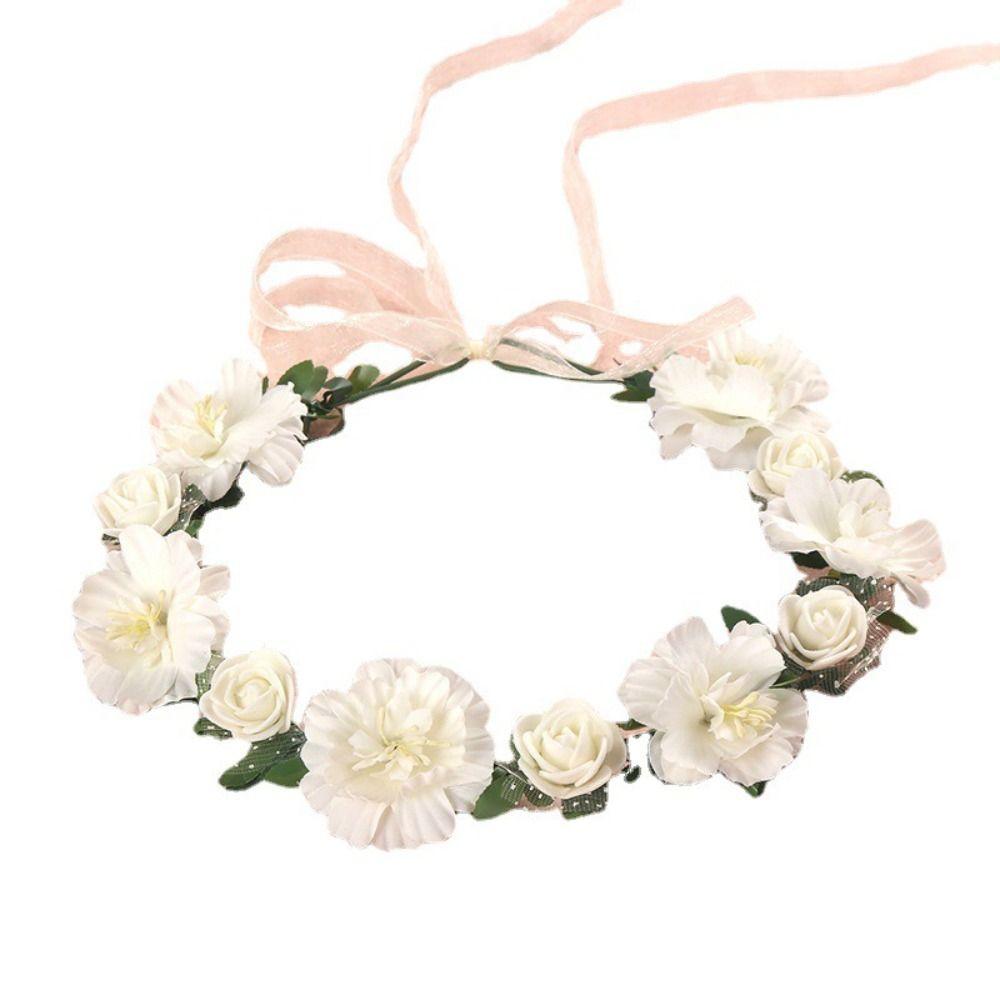 Handmade Flower Crown Braided Wreath Simulated Flower Flower Headbands Elegant Design Sweet Wind Flowers Floral Garland Outdoor