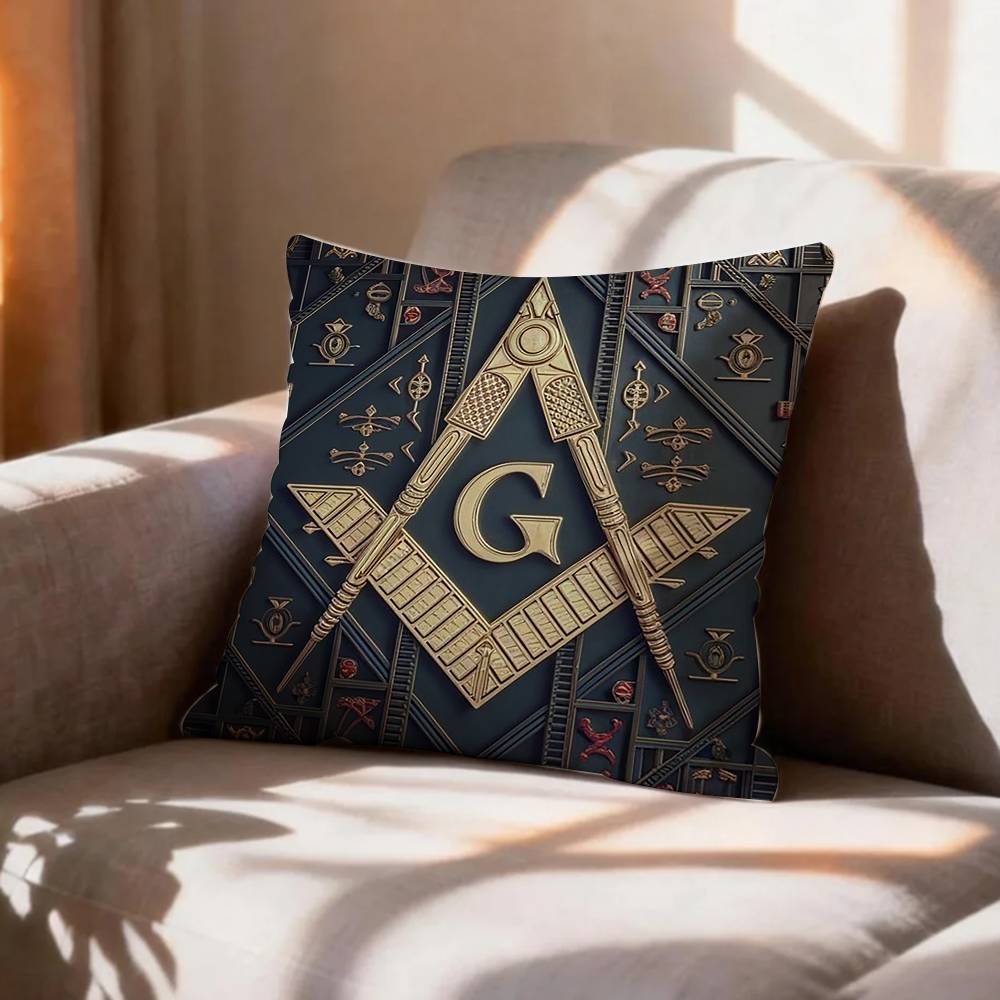 COOL FFreemasonry Symbol Pillow Case Pattern Printed Pillowcase For Living Room Sofa Cushion Cover