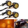 Motorcycle Plastic Turn Signal DRL Retro LED Black Grid Brake Light For Cafe Racer Bobber Chopper For Harley Sportster Yamaha