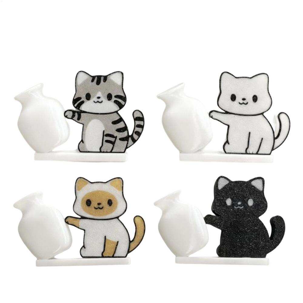 

Cat Whisker Jar 4 Pieces Acrylic Magnetic Keepsake Bottle Magnet Acrylic Pet Memorial Decor for Family Friends Students Adults чёрный