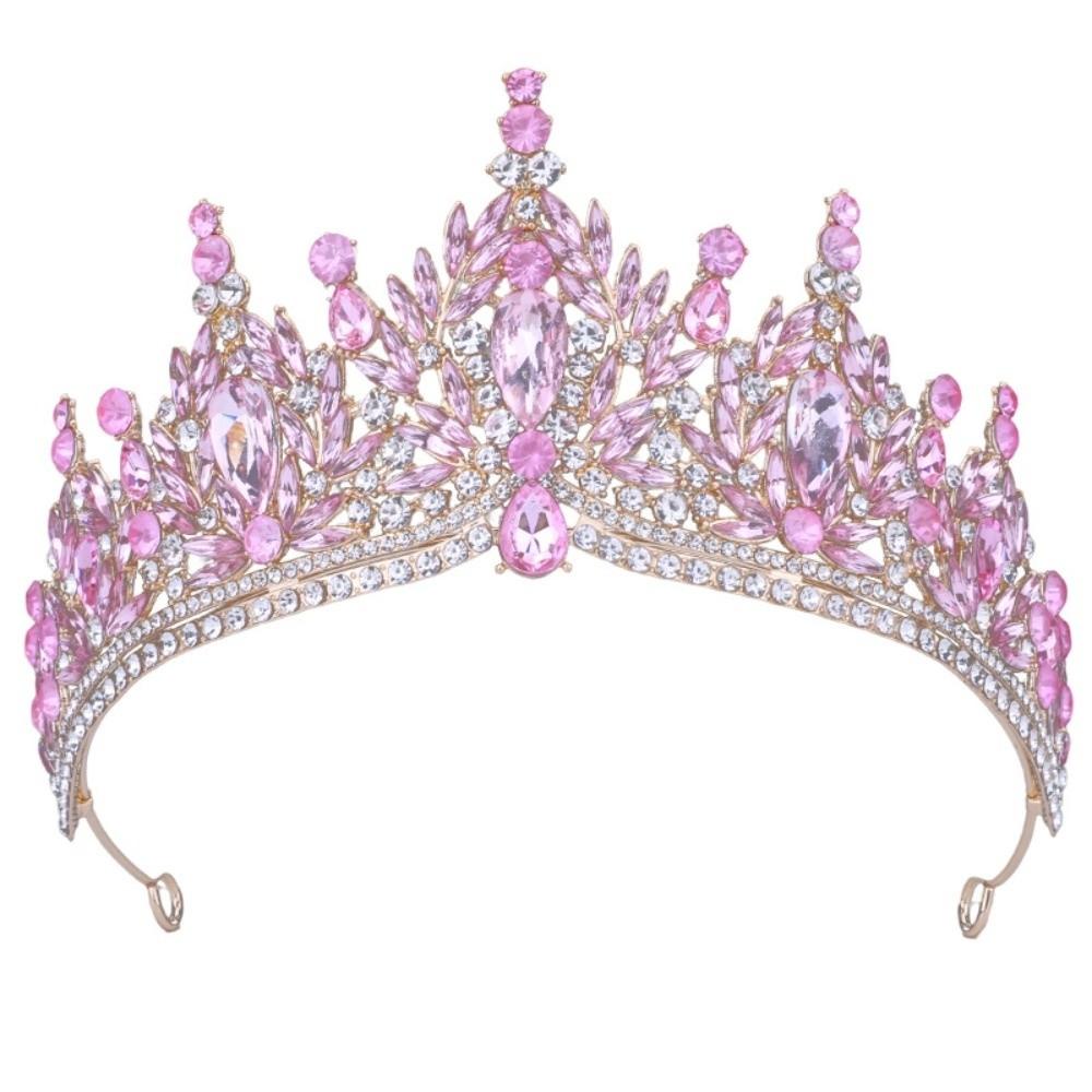 Vintage Rhinestone Queen Princess Crown Sparkling Water Drop Bridal Tiaras Baroque Crystal Headband Birthday Gift